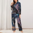thumbnail image 2 of Fotbe Night Sky Wolf Pattern Long Sleeve Pajama Set for Women,Sleepwear Set,2-piece Loungewear Set,Soft PJs Comfy Nightwear with Pockets -X-Large, 2 of 7