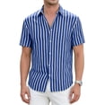thumbnail image 3 of Guluxicc Men's Striped Beach Shirts Button Down Collared Short Sleeve Tops for Summer Vacation Casual Outfits, 3 of 4
