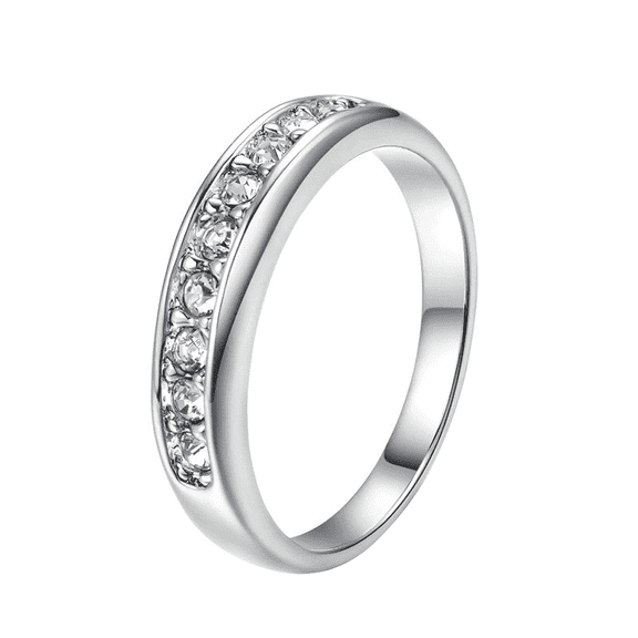 Yoursfs 3mm Stackable Rings for Women White Gold Plated Anniversary Engagement Wedding Band Rings with Cubic Zirconia (Size 6)