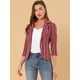 thumbnail image 2 of Blazer De Solapa Con Muescas Y Mangas 3/4 A Rayas Para Mujer rojo M, 2 of 6