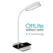 OttLite Achieve LED Sanitizing Desk Lamp with Wireless Charging, White, Modern Light for Reading, Crafting & Office Desktop