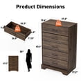 thumbnail image 2 of CHITOOMA 5 Drawer Dresser Wooden, Fluted Tall Dresser for Bedroom, Chest of Drawers for Living Room Hallway, Walnut, 2 of 8