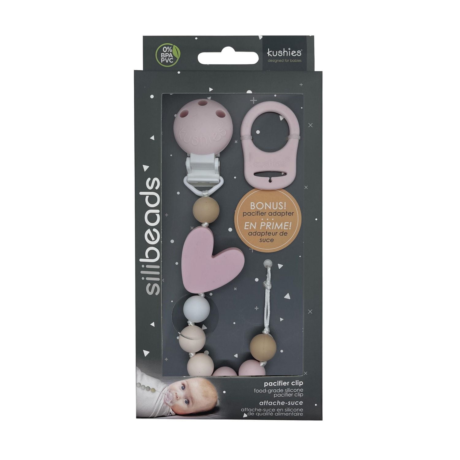 Silibeads silicone pacifier clip - Heart