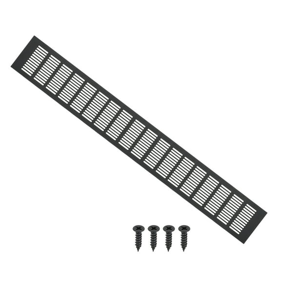 Uxcell 27.6"x4" Rectangle Air Vent Cover Door Grille Ventilation Cover Louvered with Screws for Cabinet Black
