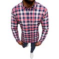 thumbnail image 1 of Playeras Y Camisas Para Hombre Hombres manga larga Otoño Invierno Casual Plaid impreso camisas Top blusa camisas (Blue, S), 1 of 7