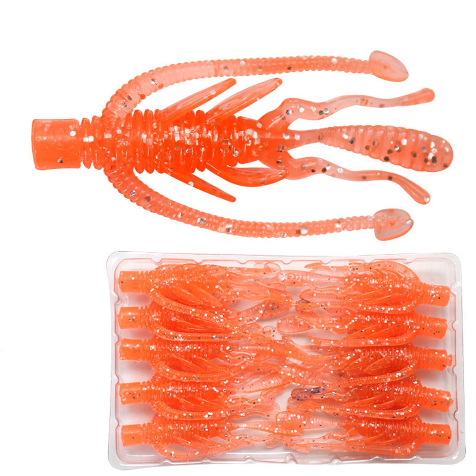 QLUEWX 10PCS Floating Shrimp Soft Lures Saffron Scented High Elastic Crawfish Bait 2.5in Artificial Fishing Soft Baits Freshwater Saltwater Tackle Gift for Anglers