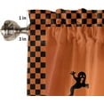 thumbnail image 5 of Kitchen Tier Curtains and Valance Set,Happy Halloween Haunted House Pumpkin Bats Orange Plaid Border Valance Curtain and Tiers Set for Living Room Cafe,Rod Pocket Window Curtain Set 3 Piece, 5 of 5