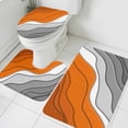 thumbnail image 3 of Orange Grey Ombre Bath Mat 3 Piece Bathroom Rug Set, Modern Geometric Abstract Aesthetics Cream Non Slip Bath Rug Contour Mat and Toilet Lid Cover, Absorbent Shower Mats Soft Bath Rugs and Mats Sets, 3 of 8