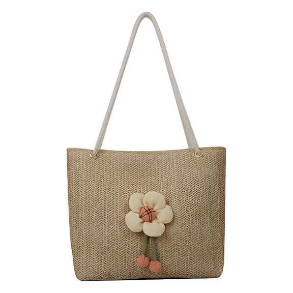 GASTROPOD Straw Beach Bag Summer Woven Tote Bag for Women Straw Shoulder Purses Handbags with Flower for Travel, Vacation