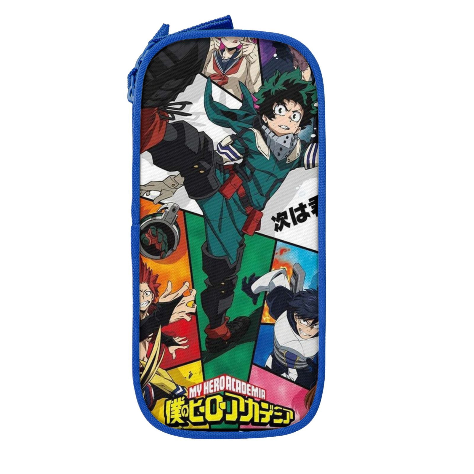 My Hero Academia Pencil Case Large Capacity Pencil Pouch Pen Bag Office Stationery Organizer Travel Makeup Bag Blue