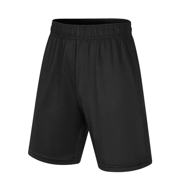 CPNG Boys Athletic Shorts Quick Drying Solid Color Basketball Soccer Running Sports Gym Active Elastic High Waist Shorts(Black,7-8 Years)