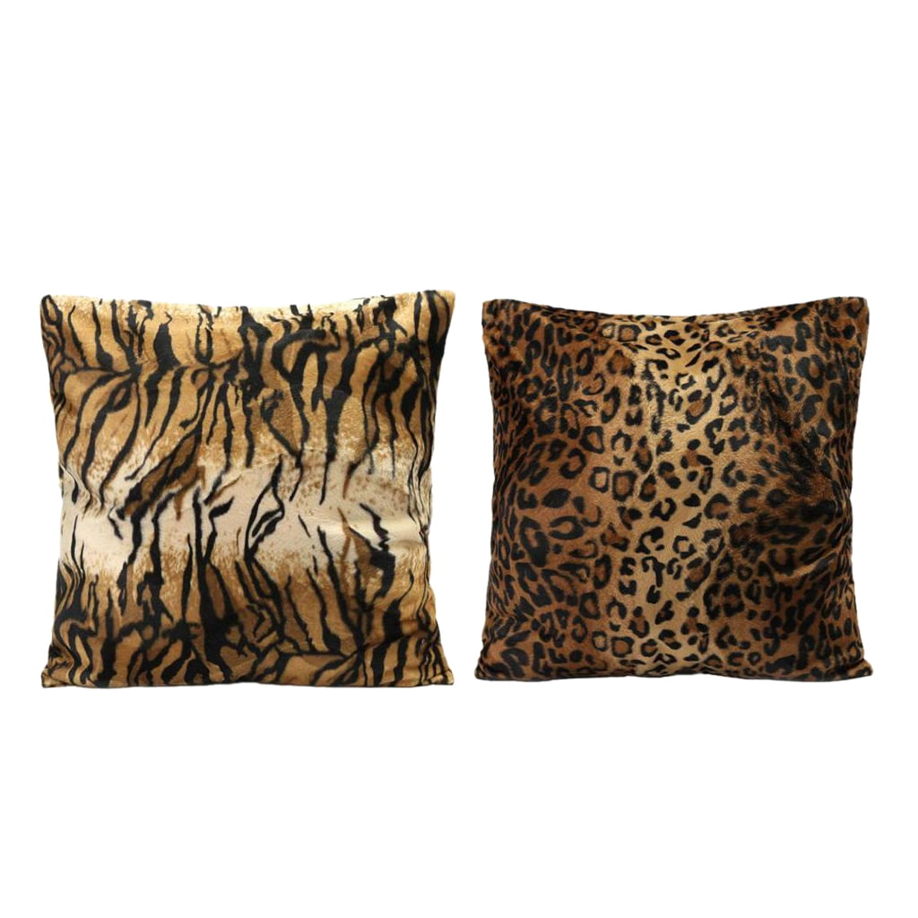 2pcs 45X45cm Leopard Throw Pillow Case Cushion Cover Pillow Slip Decor Beige