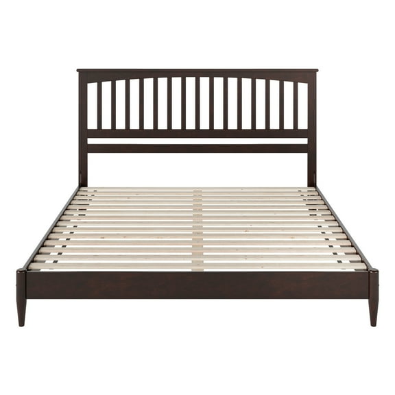 King Size Platform Bed - Solid Wood Low Profile Bed Frame - Espresso Finish