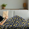 thumbnail image 3 of Baby Soft Flannel Fleece Throw Blanket, Funny Night Sky Chipper Moons and Stars Sleeping Time Abstract Cartoon, Cozy Plush for Indoor and Outdoor Use, 70" x 90", Yellow Orange Navy Blue, by Ambesonne, 3 of 5