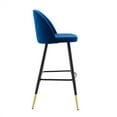 thumbnail image 5 of Modway Cordial 29.5" Velvet & Metal Bar Stools in Black/Navy (Set of 2), 5 of 10