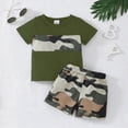 thumbnail image 5 of Toddler Baby Boy Summer Outfits Truck Tractor Fishing T-Shirt Tops Camouflage Shorts Clothes,Dark Green, 5 of 7