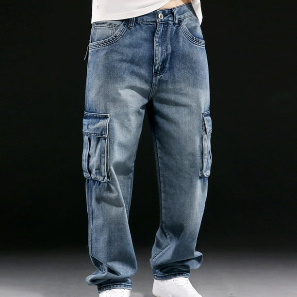 Pantalones cargo para hombre, estilo vintage, para exteriores, a la moda, lisos, informales, con bolsillos