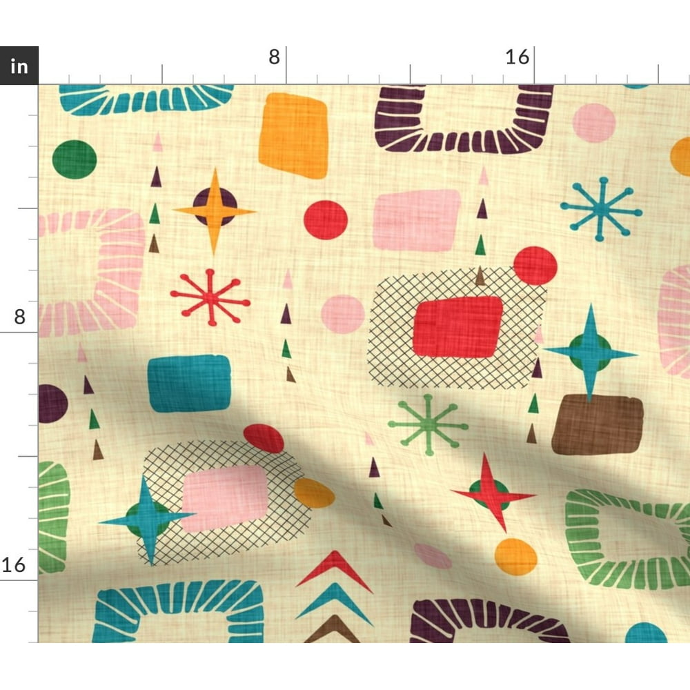 Abstract Mid Century Modern Retro Pastel Fabric Printed by Spoonflower