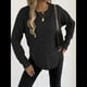 thumbnail image 5 of Suéter de Cuello Redondo para Mujer, Informal, Holgado, Cálido, Suave, Liso, de Larga, para Otoño e Invierno, Jersey de Punto. Negro M, 5 of 9