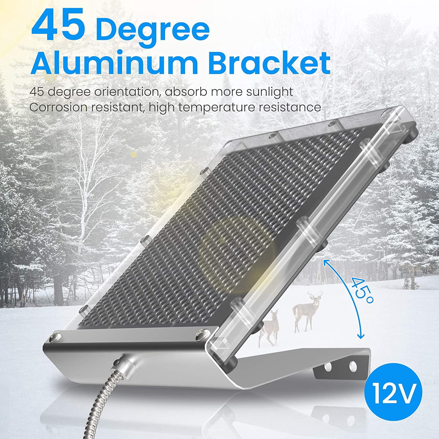 12V 1.7W Solar Panel for Deer Feeder Waterproof Solar Battery Charger with Mounting Bracket Alligator Clip Feeder Solar Panel 12 Volt