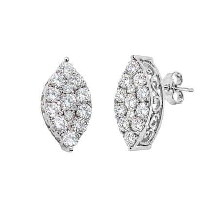 Diamonair Lab-Grown Diamond Stud Earrings for Women | Sterling Silver | Round Cut | Prong Set, Push Back | F Color, VS+ | 1.00 Total Carat Weight | Anniversary, Wedding, Birthday Gift