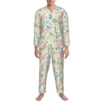 thumbnail image 3 of Naloa Watercolor Wildflowers Men’s Pajamas Set - Long Sleeve Button Down Sleep Shirt and Pajama Bottoms Sleepwear Set-, 3 of 7