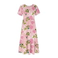 thumbnail image 3 of Midsumdr Maxi Dress for Women New Fashionable Short Sleeve Round-Neck Boho Maxi Dress Loose Plus Size Floral Printed Temperament Summer Dress, 3 of 4