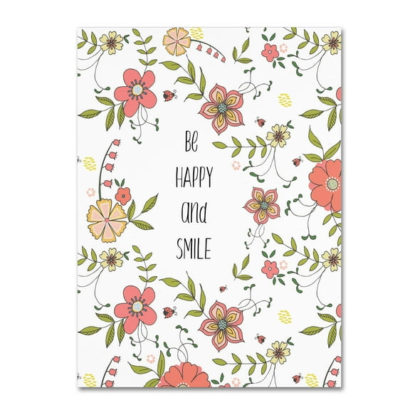 Trademark Fine Art 'Be Happy And Smile' Canvas Art by Jyotsna Warikoo