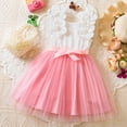 thumbnail image 4 of DISKEBUISS Little Girl Dress Pearl Floral Sleeveless Round Neck Mesh Princess Dress for Parties & Everyday Clothing, 4 of 8