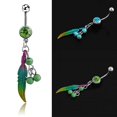 thumbnail image 3 of jiaroswwei Colorful Leaf Beads Belly Ring Button Navel Bar Barbell Body Piercing Jewelry, 3 of 7