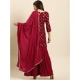 thumbnail image 5 of Janasya Indian Round Neck 3/4 Sleeve Floral Print Maroon Rayon Kurti With Sharara And Dupatta For Women, 5 of 7