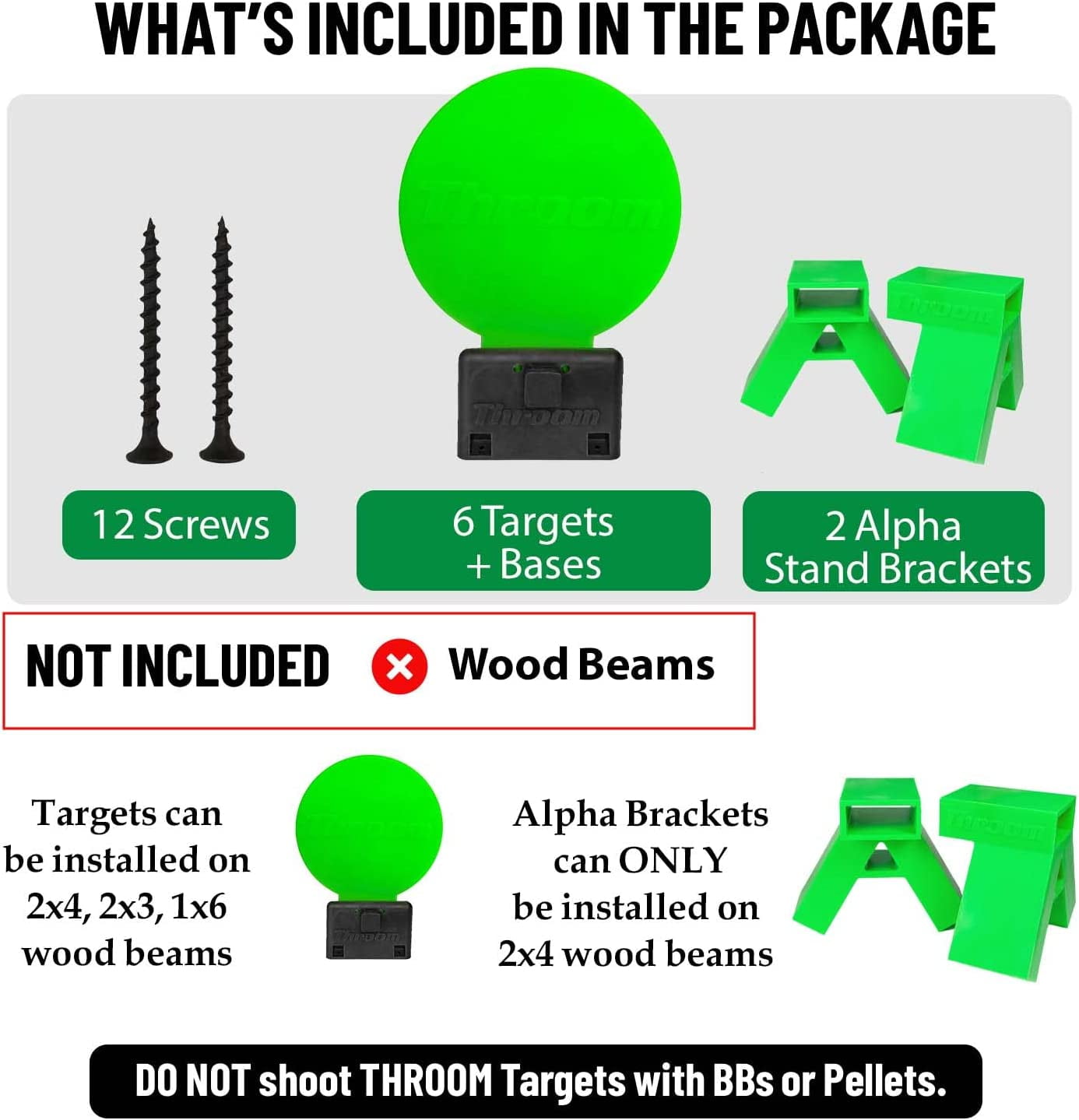 Throom Targets Knockdown Plate Rack 8in Round Target Kit, Green,