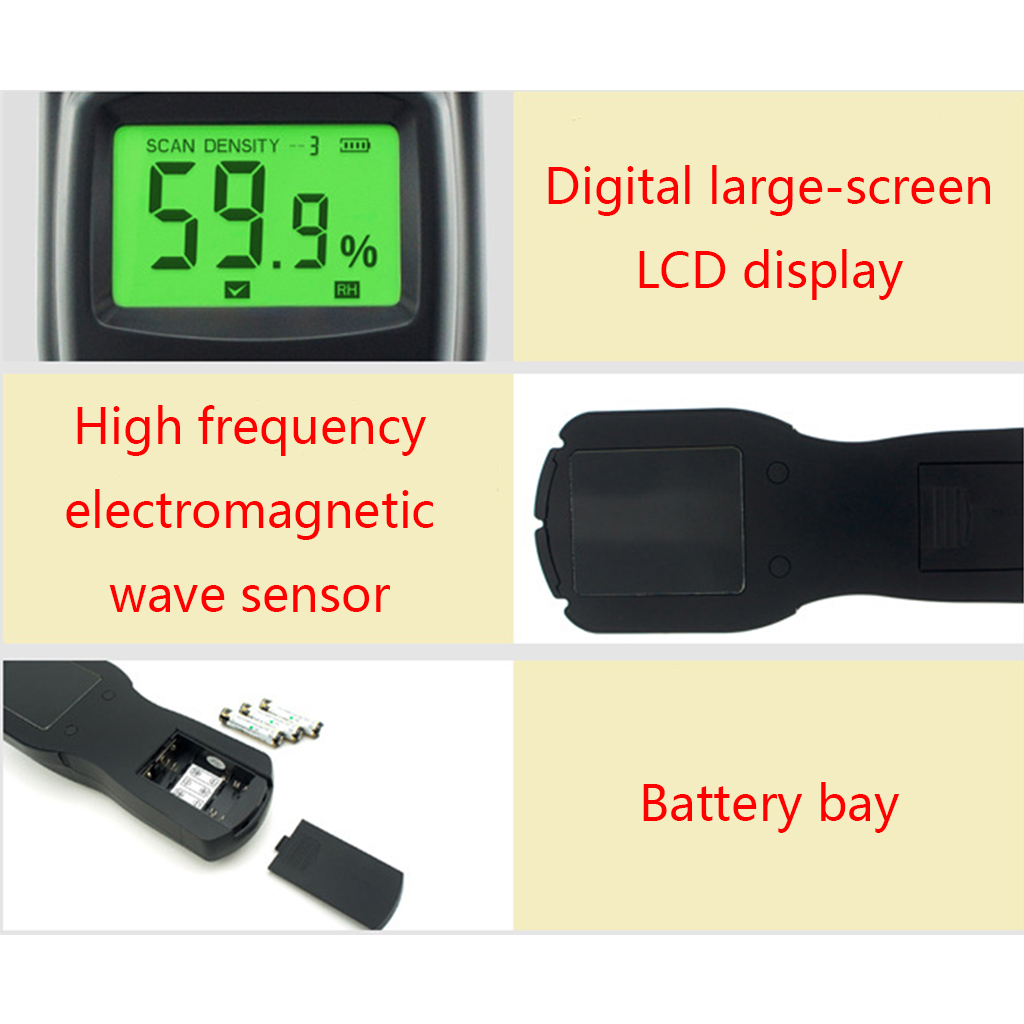 ZPAQI Concrete Timber Damp Moisture Meter Wood Paper Wall Humidity Tester Hygrometer
