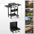 thumbnail image 5 of 2 Burner Portable Propane Griddle with Enameled Tray & Lid, 20000 BTU Rolling Flat Top Gas Grill with Electronic Ignition, Side Shelves & Regulator for Outdoor Cooking Camping BBQ Tailgating, 5 of 6
