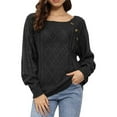 thumbnail image 2 of Duoif Sweaters for Women Trendy Ladies in Autumn and Winter Cotton Sweater Oversized Solid Color Wool Edge Design Versatile Head Shirt Ladies Large Shirt Women's Sweaters Black M, 2 of 4
