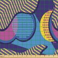 thumbnail image 2 of Ambesonne Pop Art Fabric by the Yard Upholstery, Memphis Geometric Ornament, 2 Yards, Indigo Yellow Purple, 2 of 5