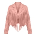 thumbnail image 5 of Women's Slim Fit Fringe Blazer Jacket Faux Suede Notched Lapel Long Sleeve Casual Tassel Outerwear for Party & Streetwear Pink-B L(L), 5 of 5