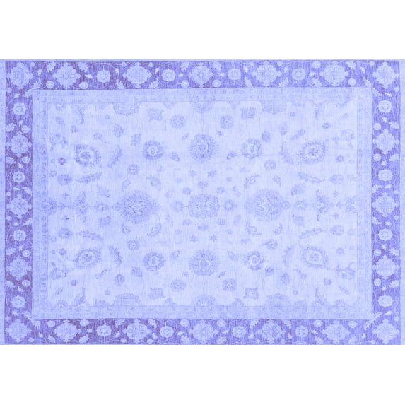 Ahgly Company Machine Washable Indoor Rectangle Abstract Blue Modern Area Rugs, 8' x 12'