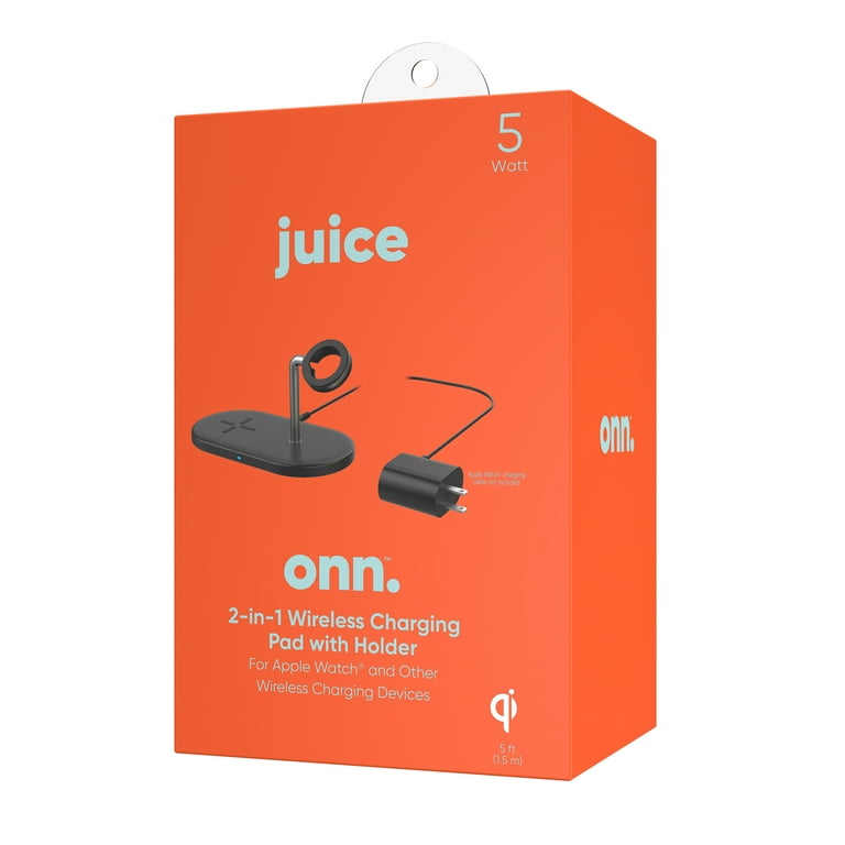 onn. 2 in 1 Wireless Charging Pad and Apple Watch Charging Holder for Apple Watch Series Wireless Charging Pad for Qi enabled device