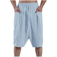 thumbnail image 1 of AherBiu Mens Workout Shorts Linen Cotton Gym Running Shorts with Pockets Casual Workout Basketball Shorts Solid Color, 1 of 7