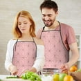 thumbnail image 5 of Pink Geometric Lattice Pattern Apron-Garden Aprons for Women with Pockets-Cotton Linen Waterproof Kitchen Cooking Gardening Aprons Adjustable for Kitchen,Cooking,BBQ and Salon 33x27 Inch, 5 of 7