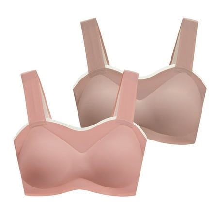 

Womens Comfortable Lingerie Young Ladies 2Pcs Seamless Rimless Tank Style Bra Beauty Back Wrap Removable Chest Pad Daily Sport Underwear