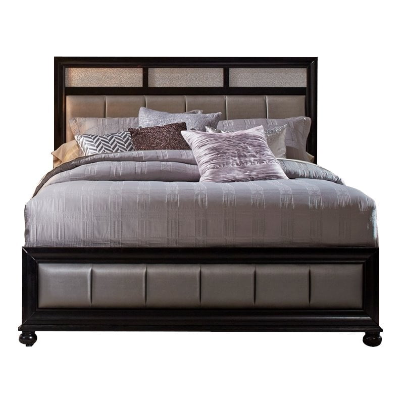 California King Bed, Panel Bed, Grey/Black