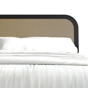 Castle Place Rattan Wooden King Platform Bed, Black