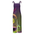 thumbnail image 5 of QATAINLAV Todays Daily Sales Womens Cotton Linen Wide Leg Jumpsuits Mardi Gras Loose Fit Adjustable Straps Romper Trendy Carnival Print Sleeveless Overalls Multicolor XXXXL, 5 of 6