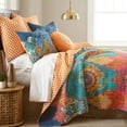 thumbnail image 3 of Levtex Home - Mackenzie Quilt Set - Full/Queen Quilt (88x92in.) + Two Standard Pillow Shams (26x20in.) - Bohemian - Teal, Orange, Yellow, Green, Blue - Reversible - Cotton Fabric, 3 of 8