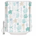thumbnail image 2 of Teal Coastal Bathroom Curtain 72 Inch Shower Curtain with Hooks, Nautical Summer Beach Coral Sea Turtle Waterproof Polyester Bath Curtain Washable Bathtub Curtain 66''x 72'', 2 of 6