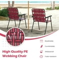 thumbnail image 5 of SONGMY Folding Chair, Patio Lawn Chair Set with Armrest, Indoor/Outdoor 4 Pack Webbed Lightweight Dinning Chair, Portable Beach Chair for Outside, Poolside, Backyard (Red, 4), 5 of 10