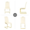 thumbnail image 5 of Set of 2 Modern Dining Chairs with Faux Leather Padded Seat and Golden Metal Legs, Upholstered Dining Living Room Chairs with Non-slip Pads for Kitchen, Living, Bedroom and Dining Room, Cream, 5 of 9