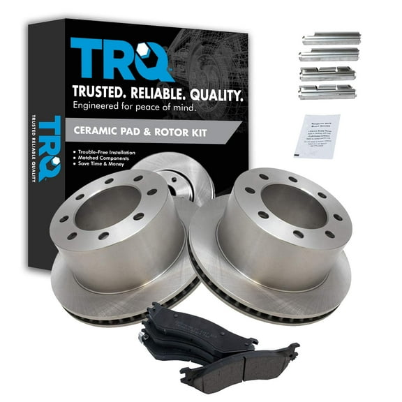 TRQ Rear Brake Pad & Rotor Kit Brake Pads Brake Rotor Ceramic Fits Select 2001-2002 Dodge Ram 2500 Ram 3500